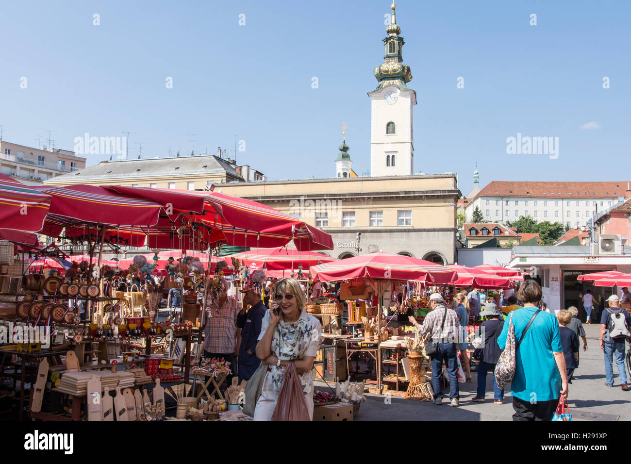 Mercato Dolac in Zagreb Foto Stock