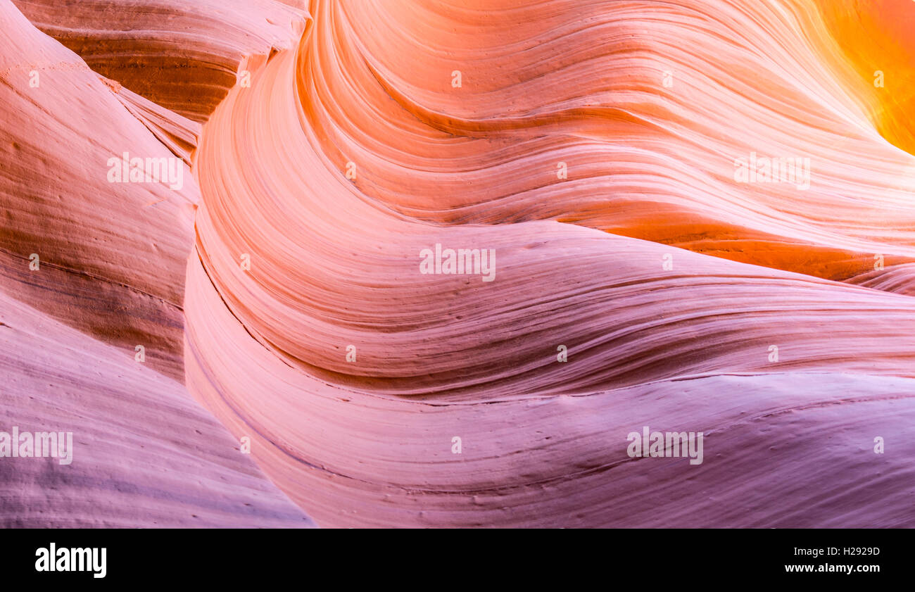 Colorata formazione di arenaria, inferiore Antelope Canyon, Slot Canyon, Pagina, Arizona, Stati Uniti d'America Foto Stock