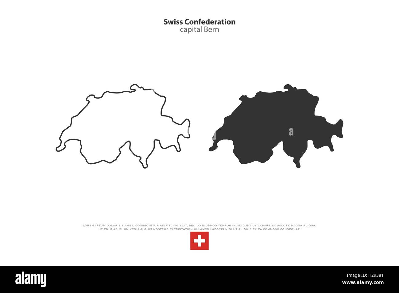 Confederazione Svizzera mappa e bandiera ufficiale su sfondo bianco. vettore politica svizzera mappa illustrazione. Stato europeo g Illustrazione Vettoriale