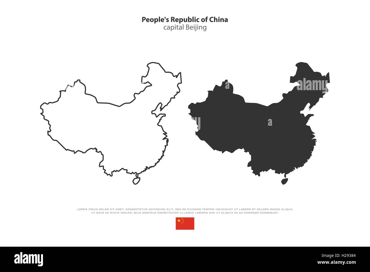 Repubblica popolare di Cina mappa isolato e bandiera ufficiale icone. vettore politico cinese mappe illustrazione. Paese asiatico geogr Immagine e Vettoriale - Alamy