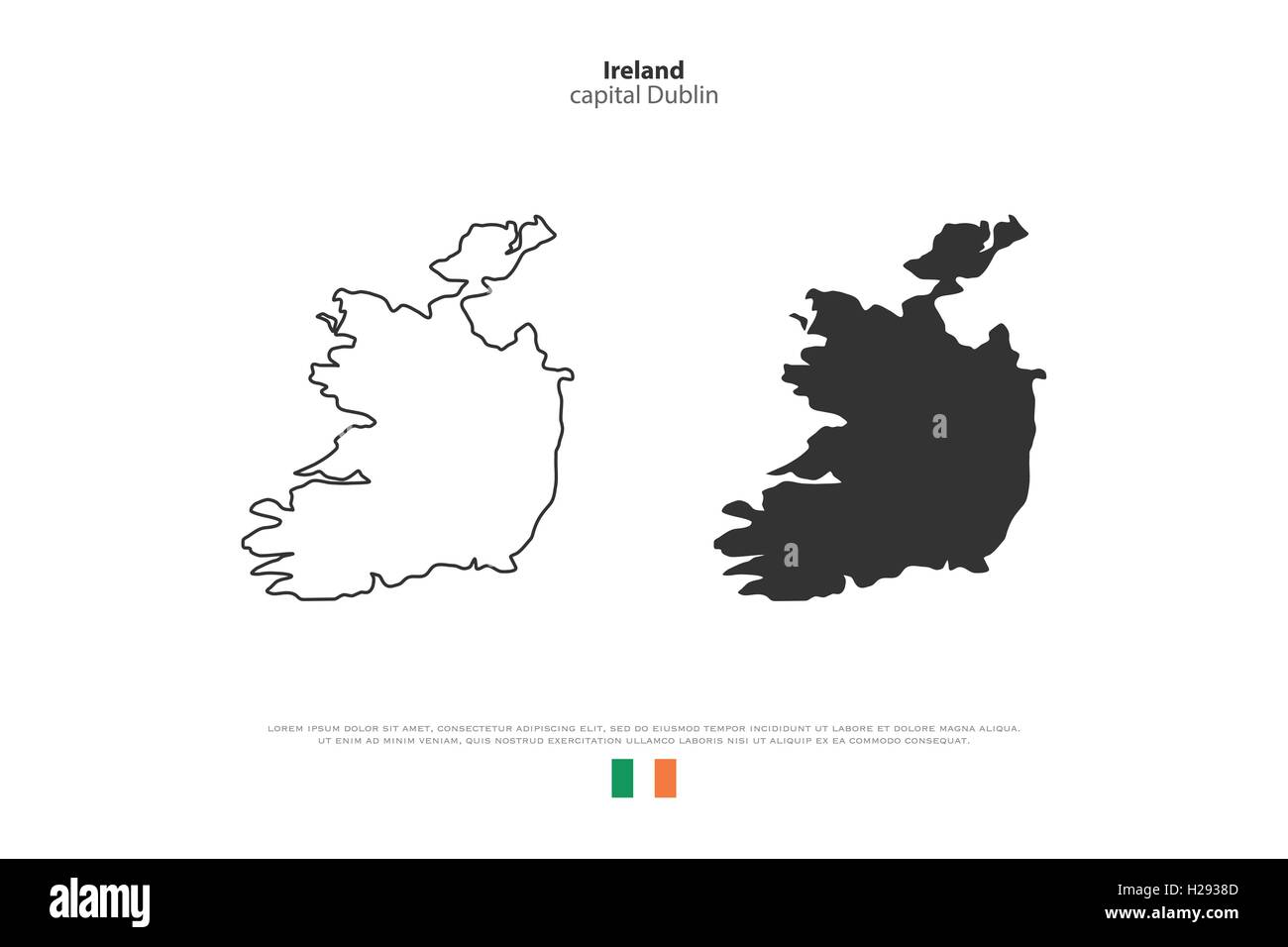 Repubblica di Irlanda mappa isolato e bandiera ufficiale icone. vettore politico irlandese le icone della mappa su sfondo bianco. Geografica UE Illustrazione Vettoriale