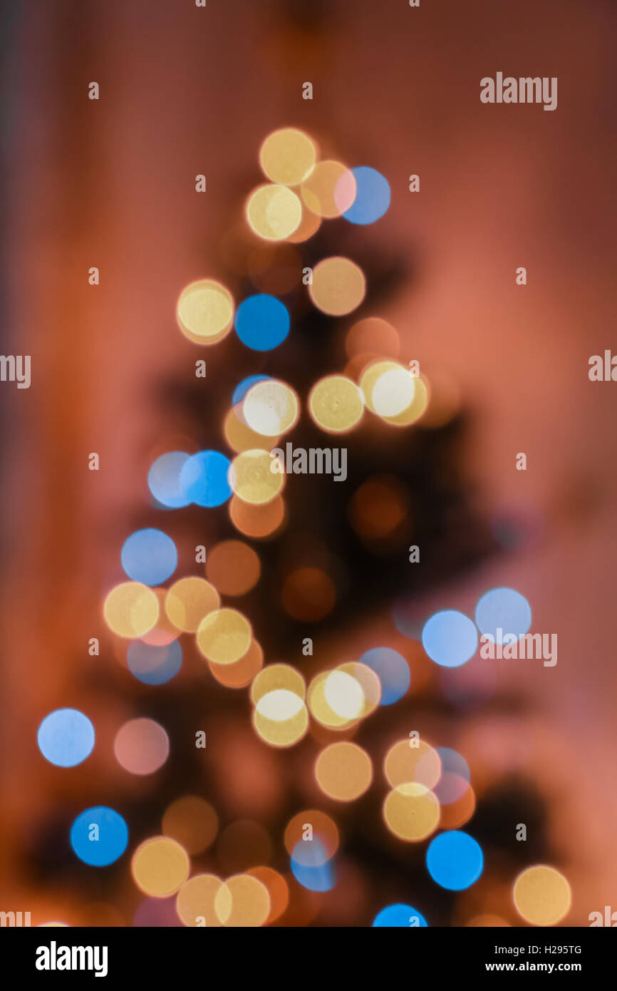 Albero di natale bokeh, sullo sfondo di Natale,Anno Nuovo sfondo Foto Stock