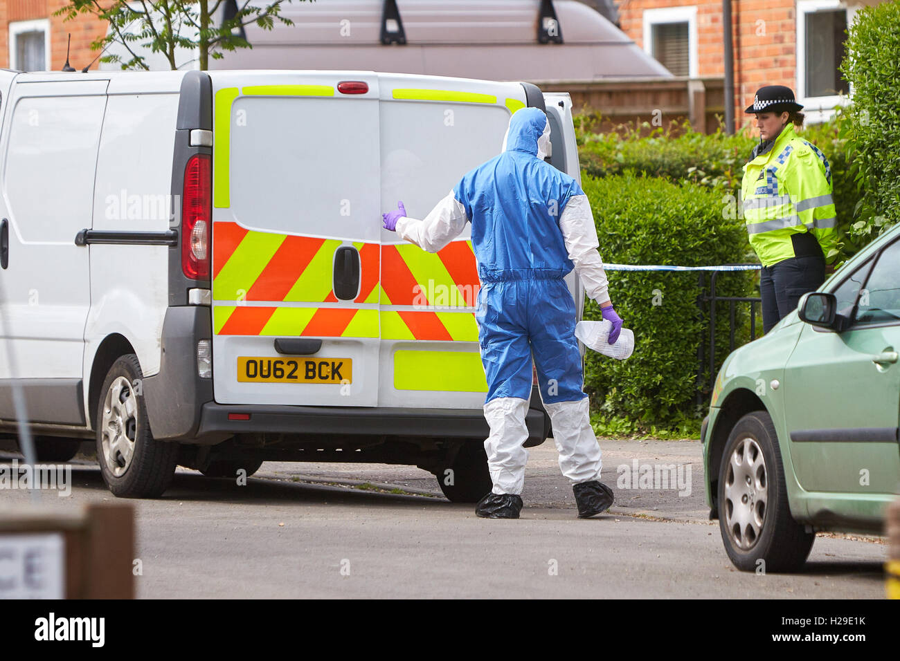 La scena del crimine in cui tre corpi sono stati trovati in Didcot a seguito di un omicidio triplo Foto Stock