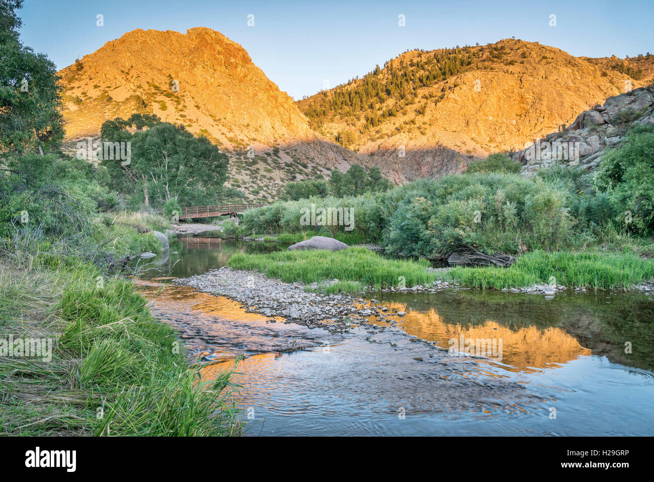 North Fork di Cache la Poudre River in Eagle Nest Spazio Aperto nel nord del Colorado a Livermore vicino a Fort Collins Foto Stock