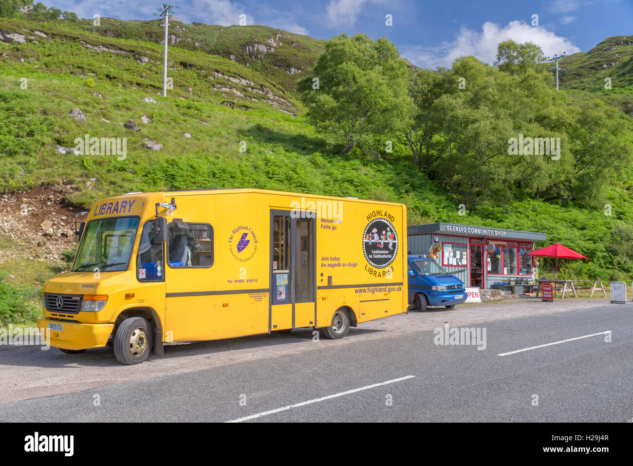 Highland librerie servizio mobile van a Gleniug, Moidart, Highland, Scozia Foto Stock