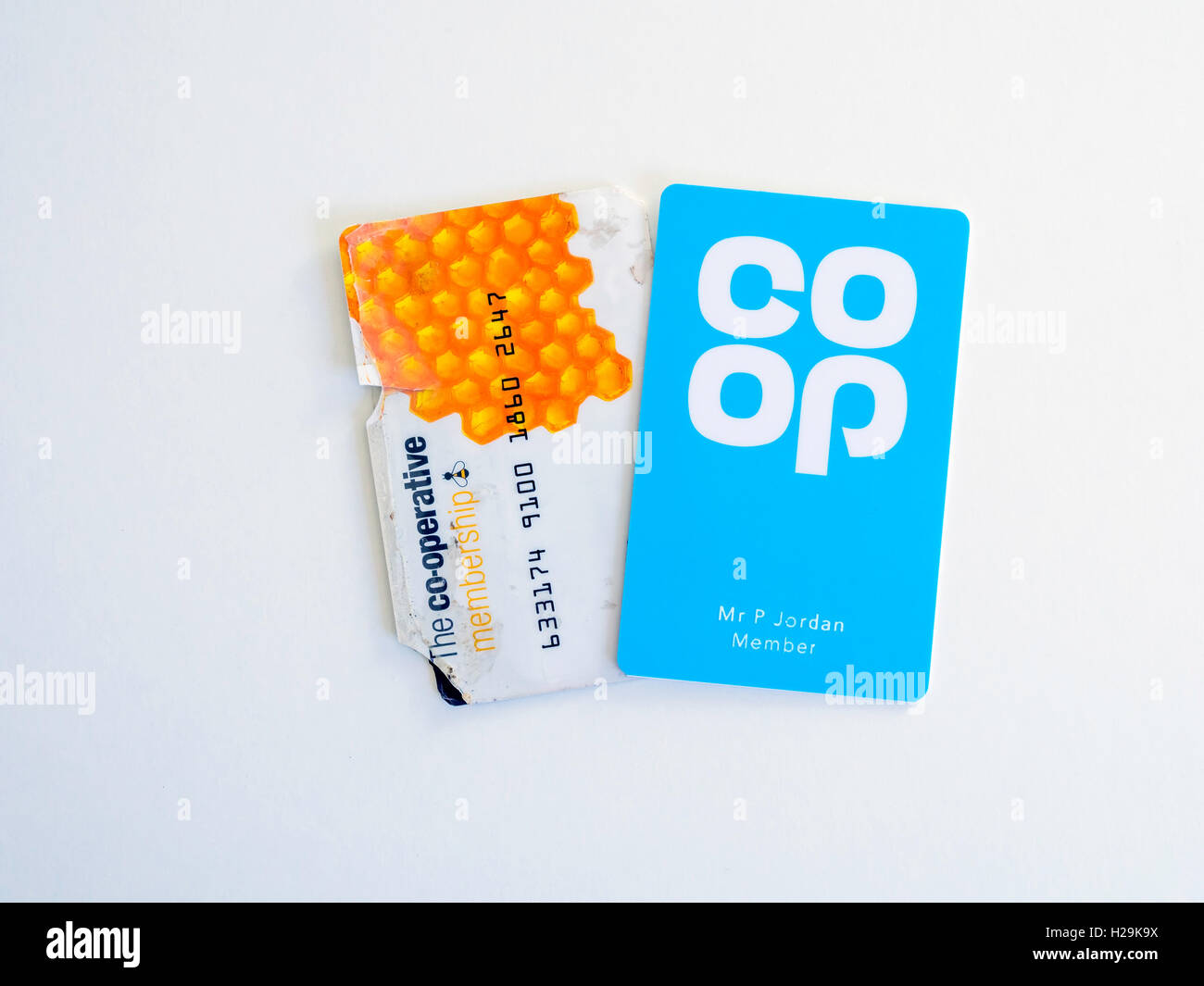 Gruppo Co-Operative tessere, la nuova carta blu per un nuovo sistema di ricompensa dando il 5 per cento di riduzione su Co-Op propria etichetta merci Foto Stock