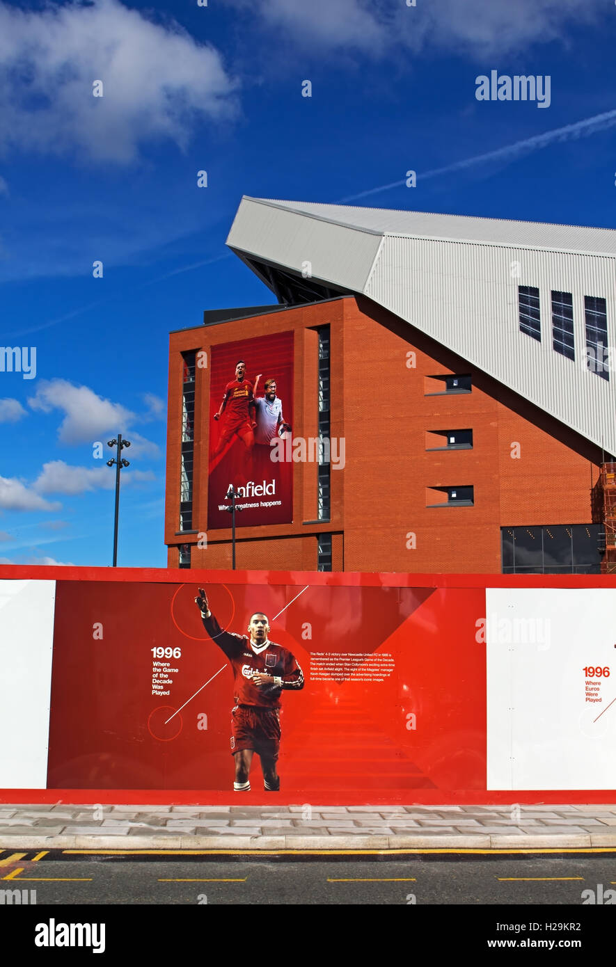 Il Liverpool Football Club è di nuovo stand in via di completamento Foto Stock