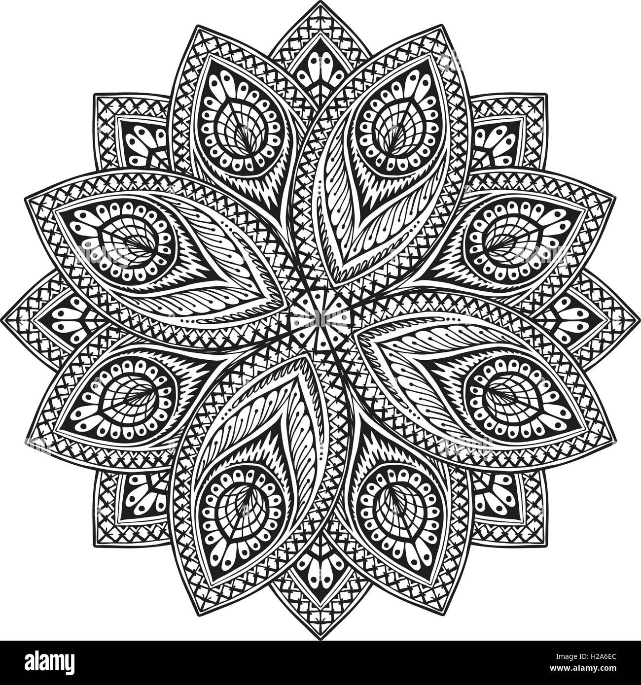 Mandala. Motivi floreali decorativi a base di erbe o pattern. Illustrazione Vettoriale di stile etnico Illustrazione Vettoriale