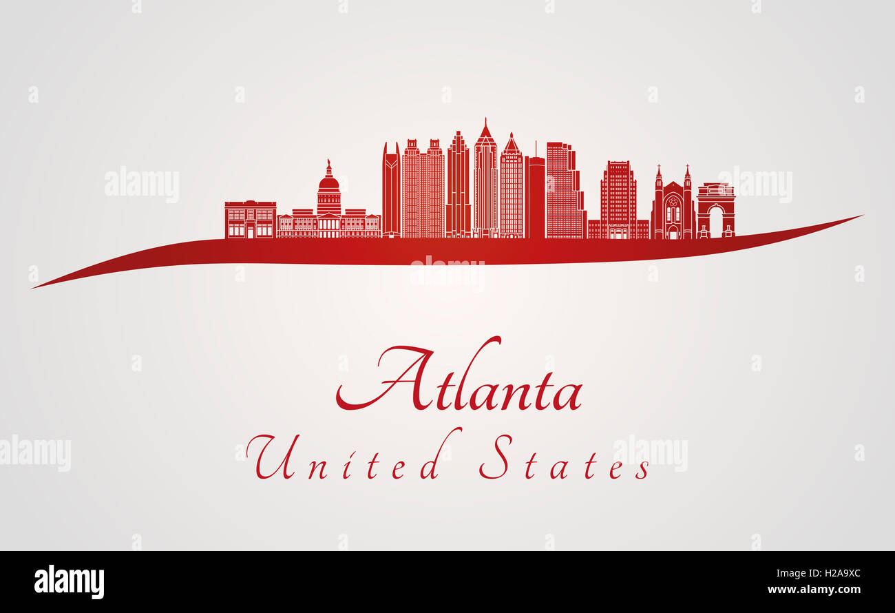 Atlanta skyline in rosso e grigio in modificabile file vettoriali Foto Stock