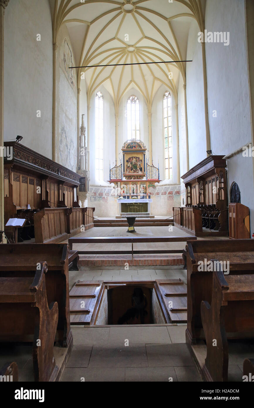 La storica, gotico, Chiesa sulla collina, nella città fortificata di Sighisoara in Transilvania, Romania, Est Europa Foto Stock