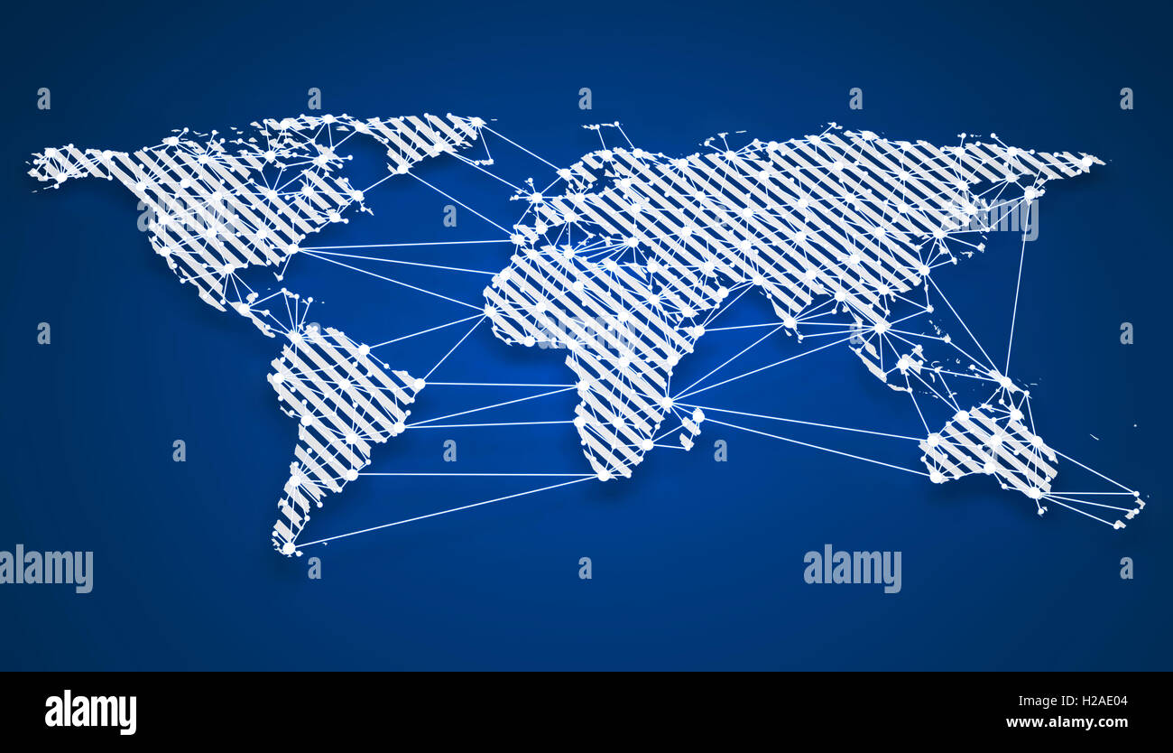 World-wide web comunicazione su sfondo blu (fatto in 3D rendering) Foto Stock