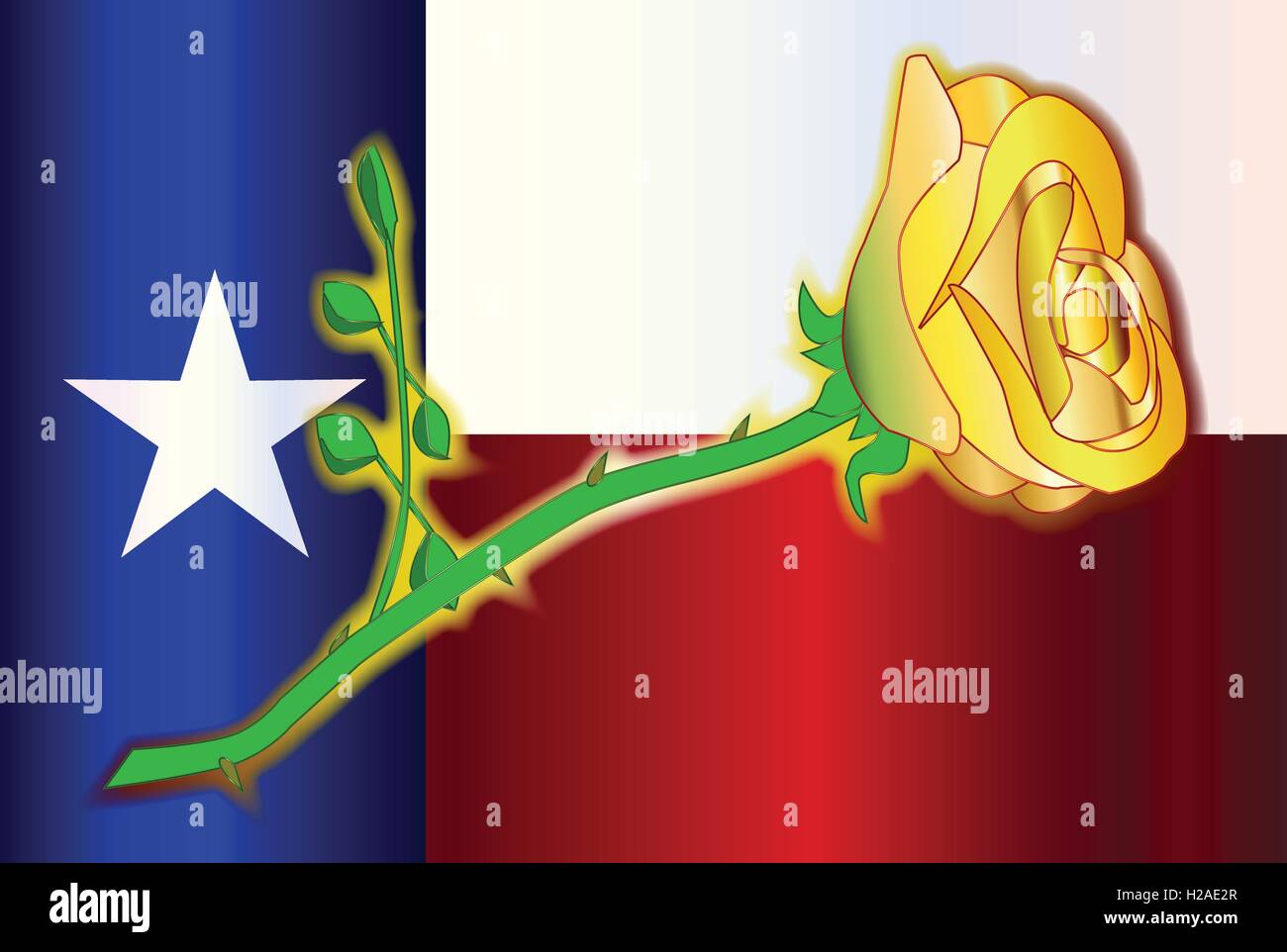 Uno stile cartoon rosa gialla impostato su un Texas bandiera dello sfondo. Illustrazione Vettoriale