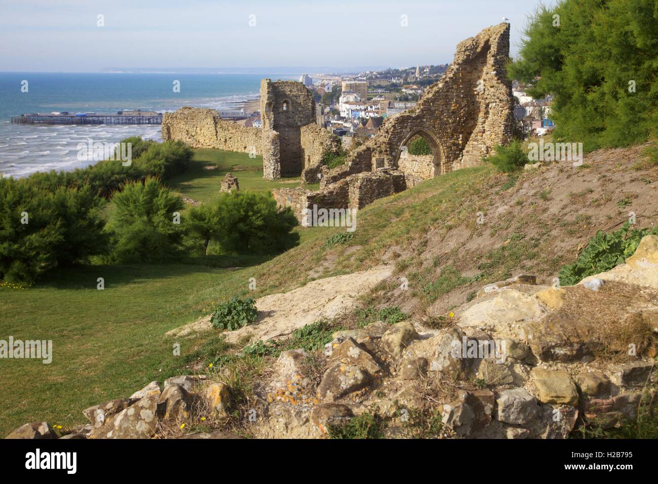 Il castello di Hastings, Hastings, Inghilterra Foto Stock
