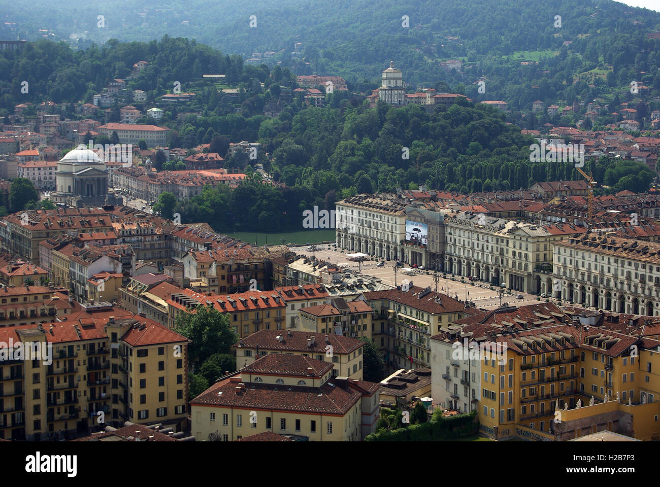 Torino, Italia. San Carlo Piazza dalla Mole Antonelliana summit Foto Stock