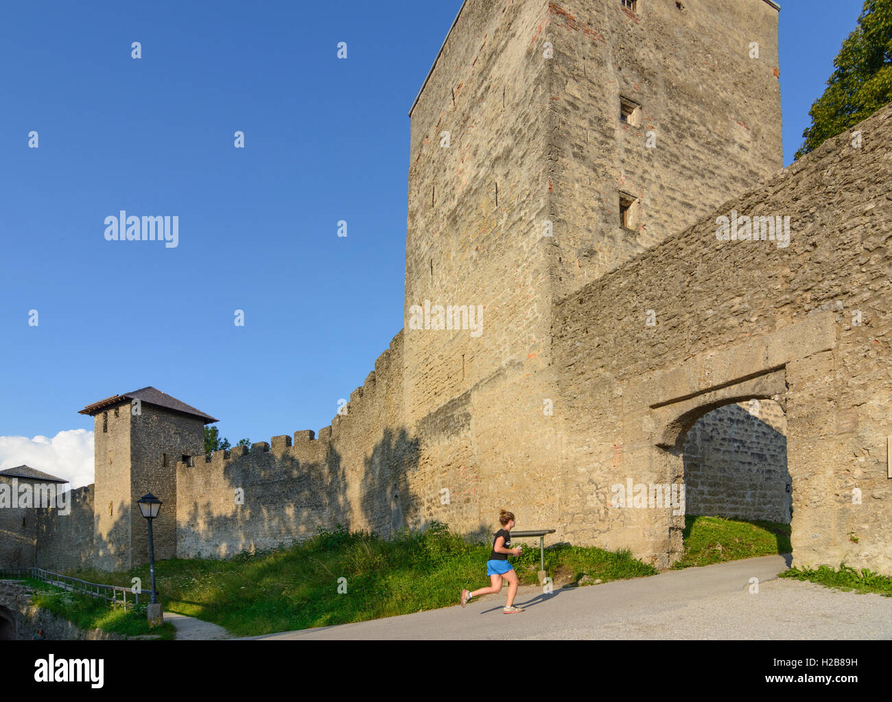 Salisburgo: Mönchsberg mura di fortificazione, pareggiatore , Salzburg, Austria Foto Stock