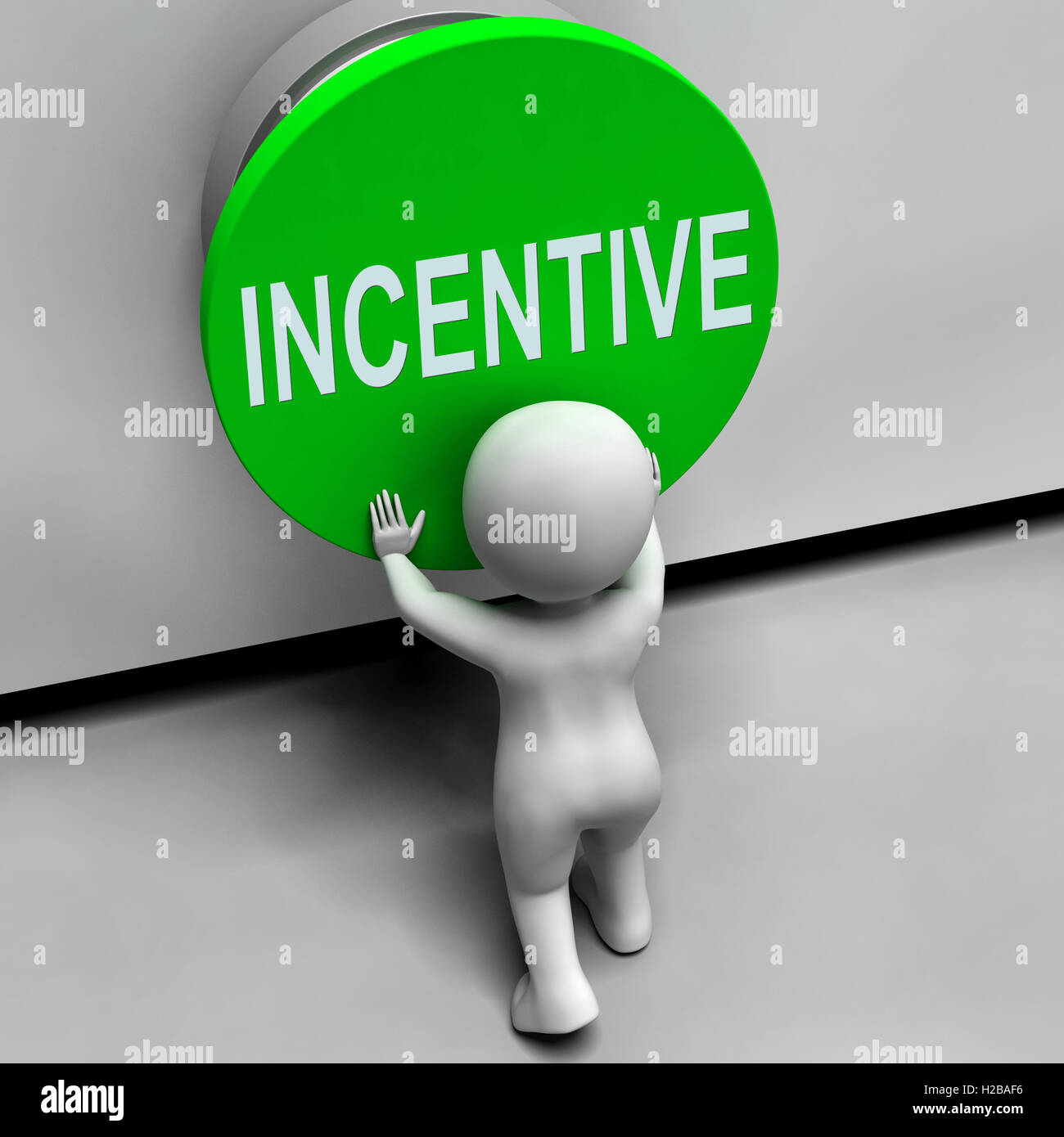 Incentivo mezzi a pulsante Bonus e motivazione Foto Stock
