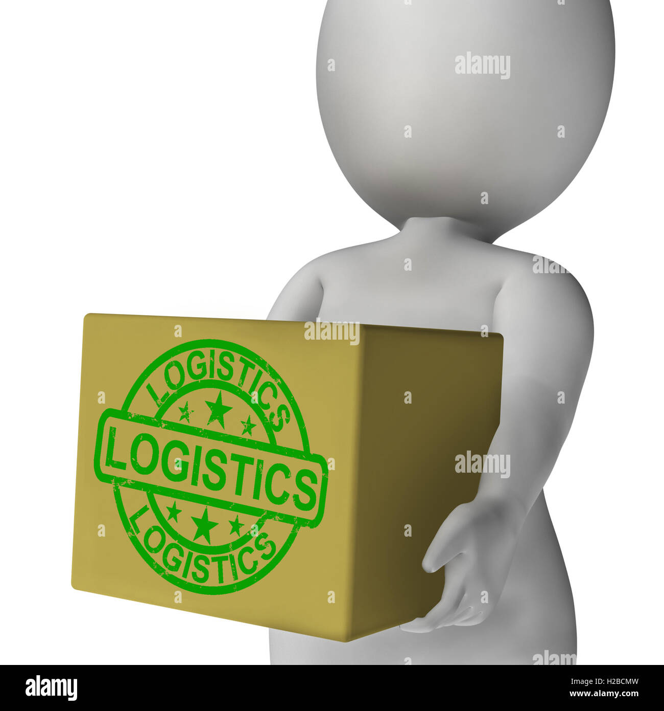 Logistica mezzi a scatola di imballaggio e consegna prodotti Foto Stock