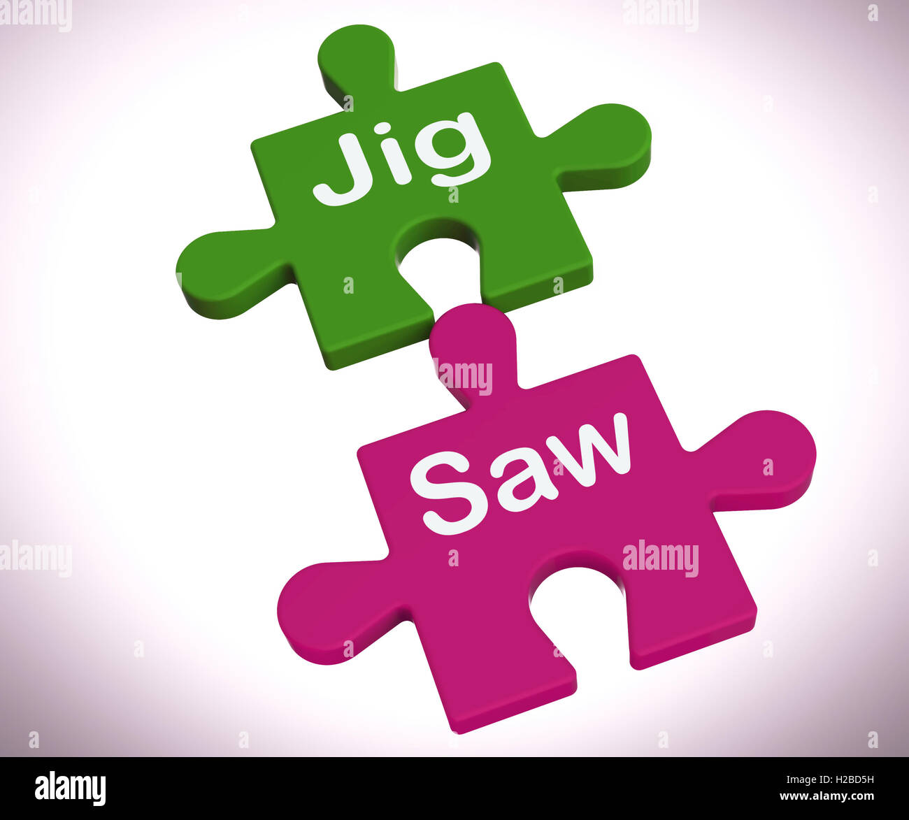 Mostra Jigsaw Puzzle Game e pezzi di collegamento Foto Stock