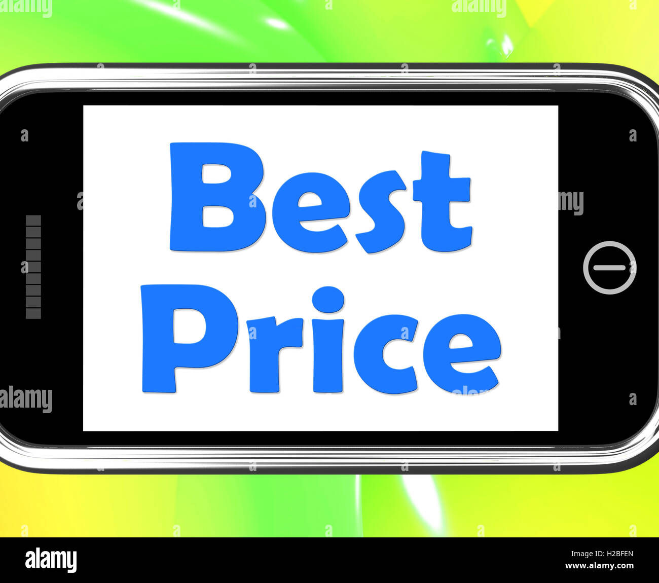 Miglior Prezzo su telefono mostra la promozione offerta o sconto Foto Stock