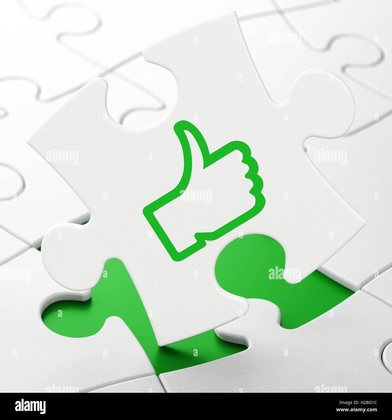 Social media concetto: Pollice su Sfondo puzzle Foto Stock