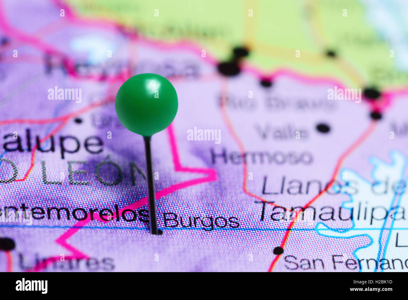 Burgos imperniata su una mappa del Messico Foto Stock