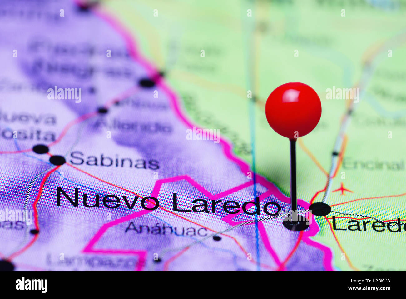 Nuevo Laredo imperniata su una mappa del Messico Foto Stock