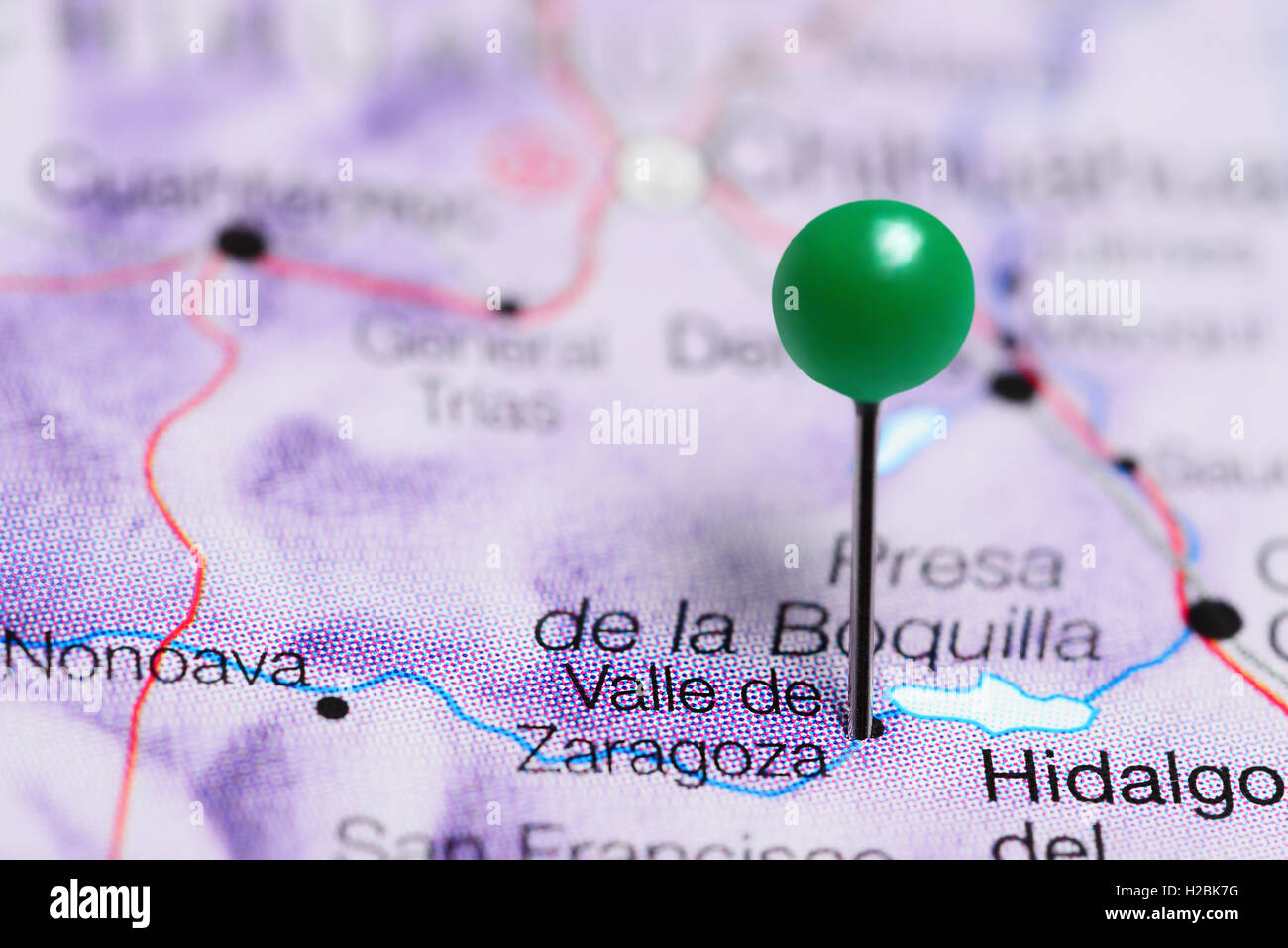 La Valle de Zaragoza imperniata su una mappa del Messico Foto Stock