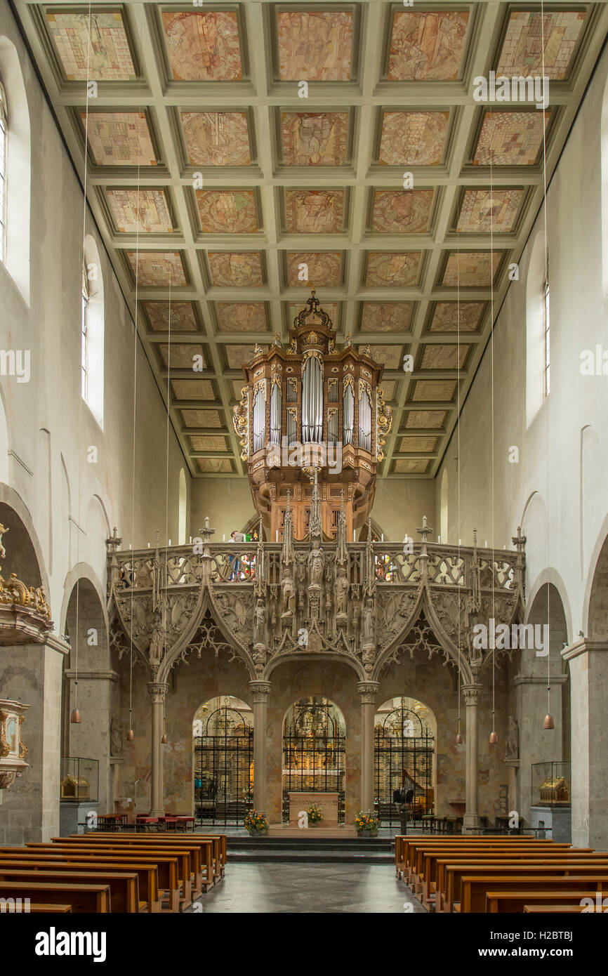 Organo in St Pantaleon Kirche, Colonia, Germania Foto Stock