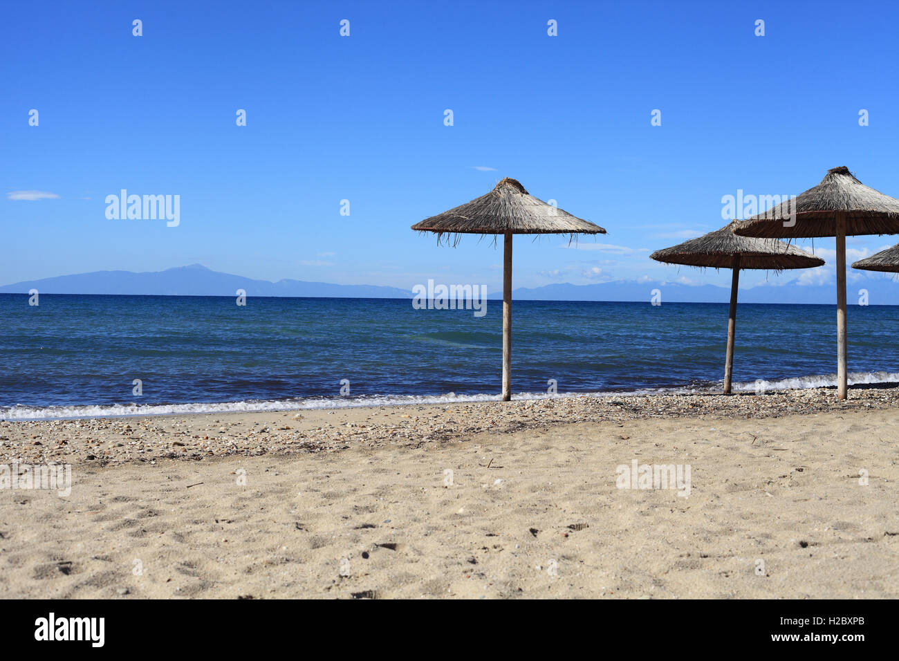 Spiaggia Portabia vicino a Nea Moudania, Macedonia, Grecia Foto Stock