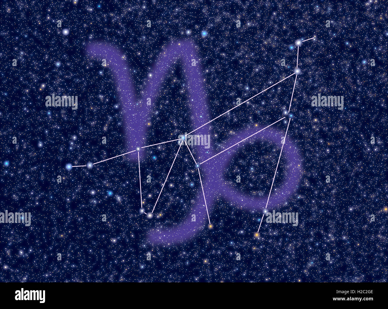 Capricorno (l'Sea-Goat, capra-cornuto) costellazione zodiacale. Capricornus segno corrisponde al periodo dal 22 dicembre al 20 gennaio Foto Stock