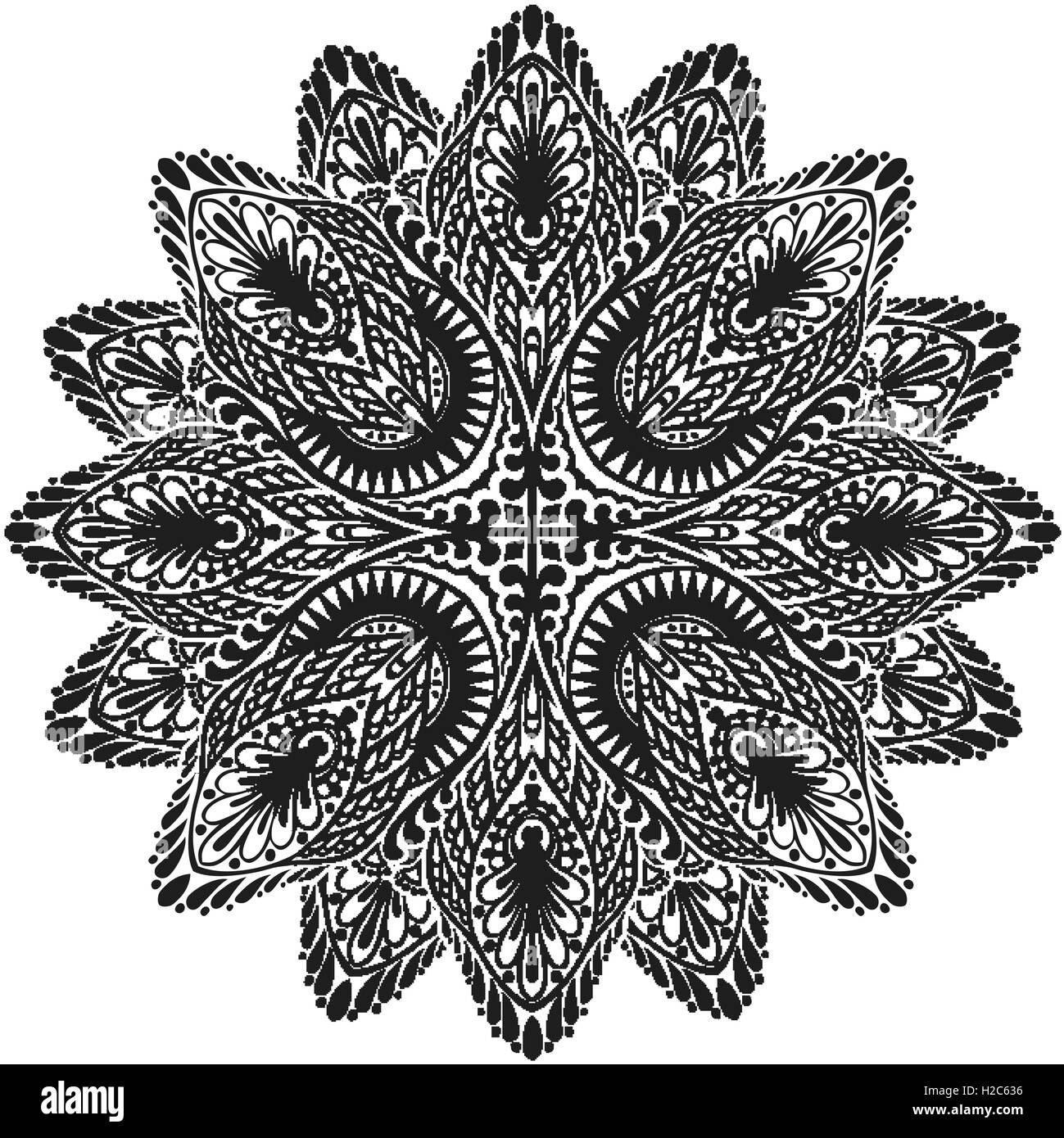 Round ornamentali lace pattern. Illustrazione Vettoriale di stile etnico Illustrazione Vettoriale