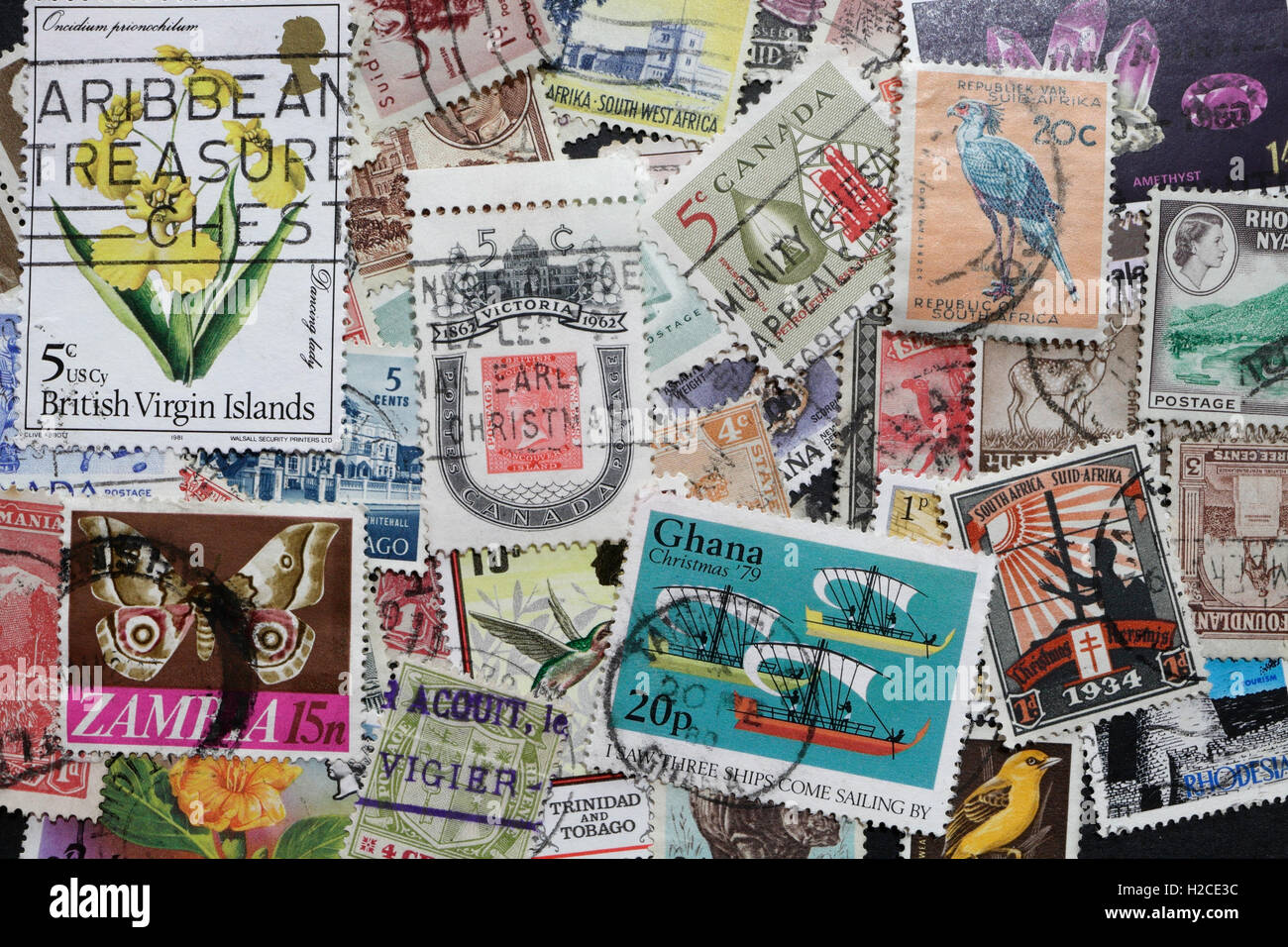 Commonwealth British Empire francobolli, francobolli raccolta hobby Foto Stock
