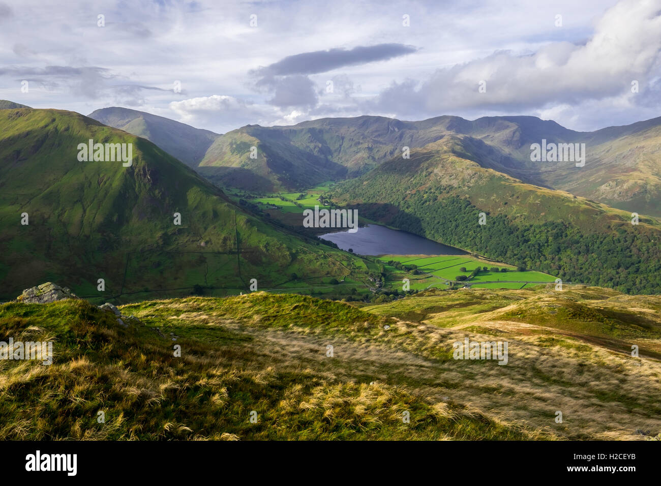 Lake District inglese - Hartsop Dodd, Brohers acqua, Colomba Crag & Fairfield da Brock dirupi. Foto Stock