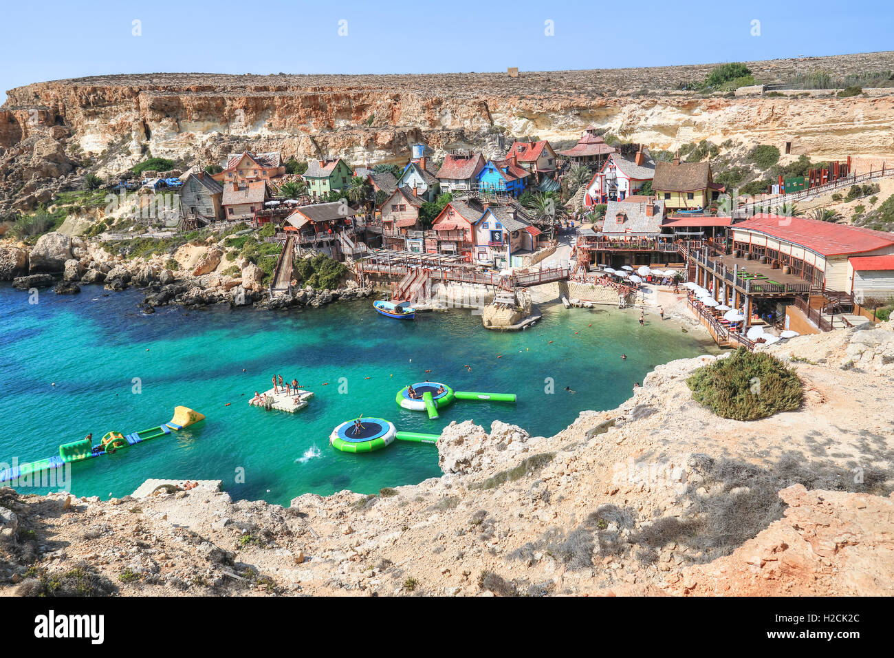 Popeye Village, Anchor Bay, Malta Foto Stock