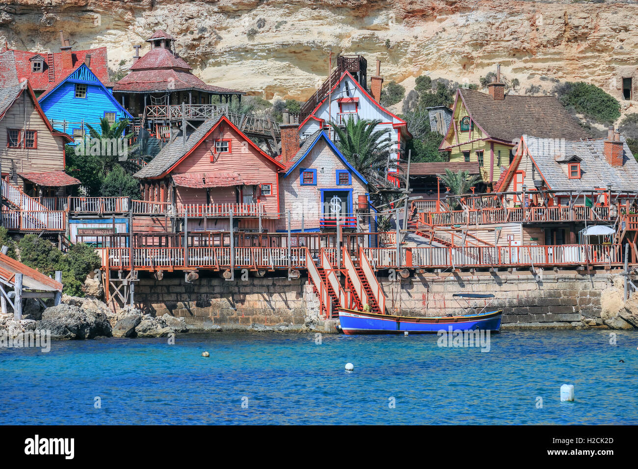 Popeye Village, Anchor Bay, Malta Foto Stock