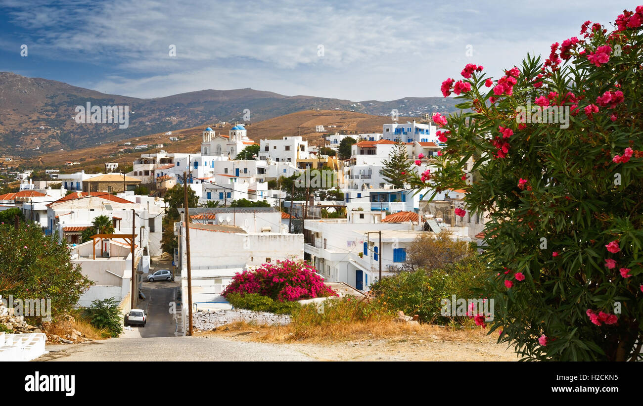 Gavrio villaggio sull'isola di Andros in Grecia. Foto Stock