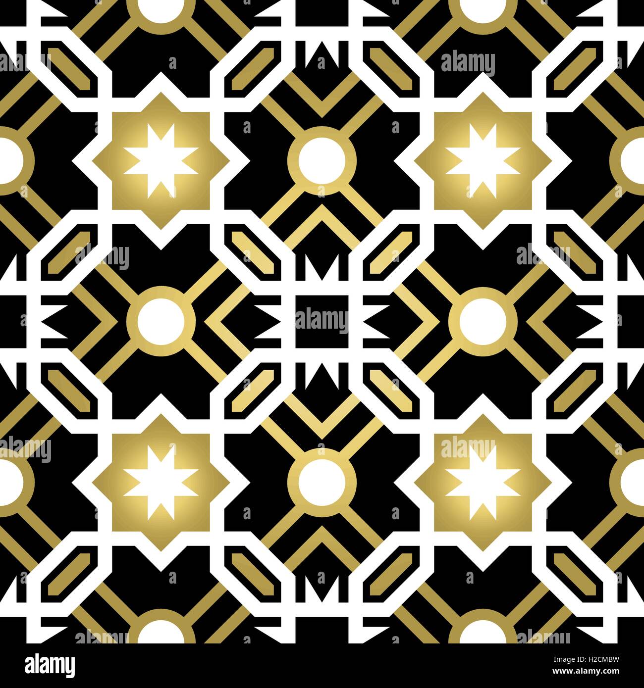 Oro ceramica classica di piastrelle a mosaico pattern senza soluzione di continuità con la forma geometrica decorazione, stile di lusso sfondo astratto. EPS10 Illustrazione Vettoriale