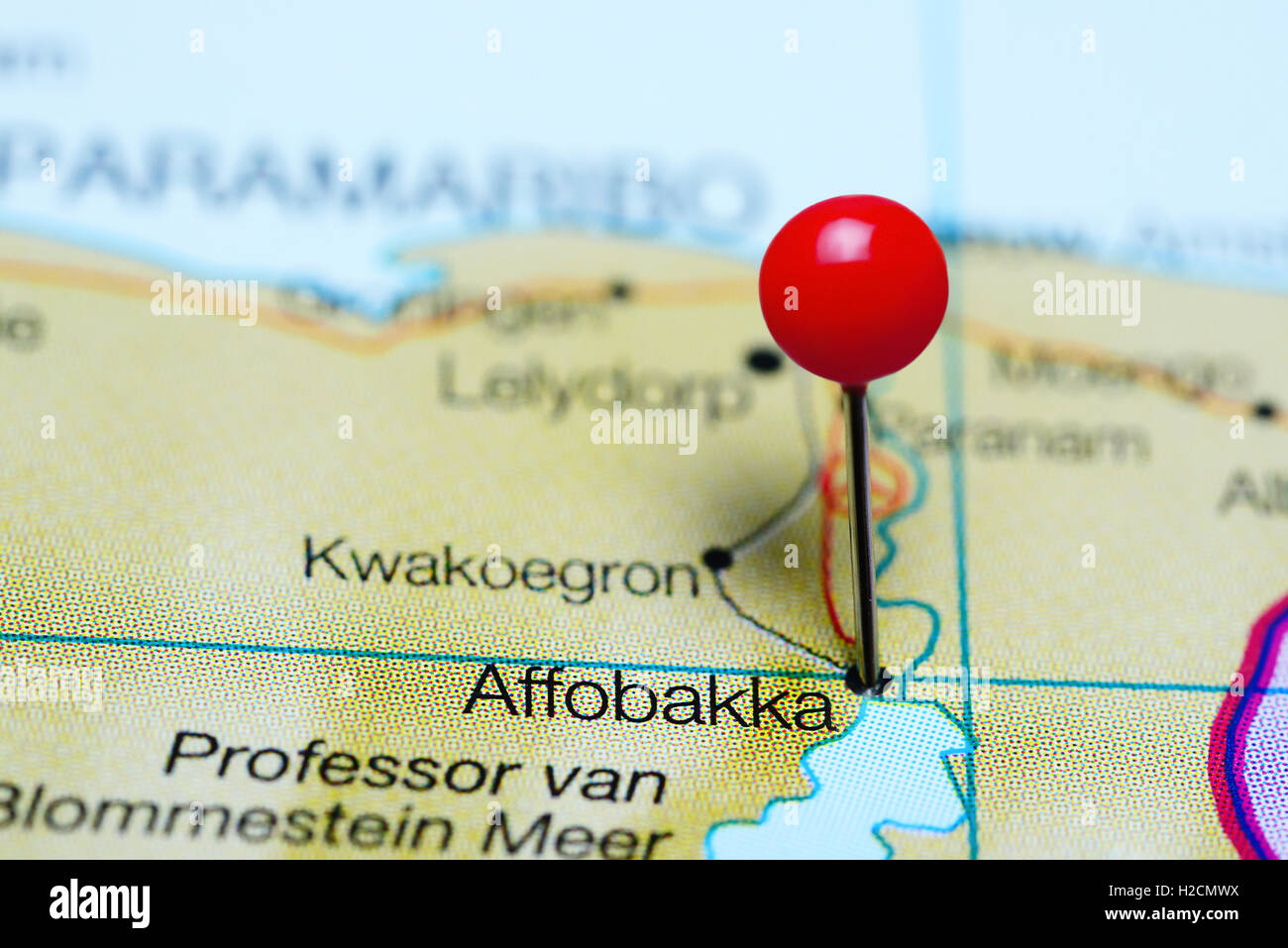 Affobakka imperniata su una mappa di Suriname Foto Stock