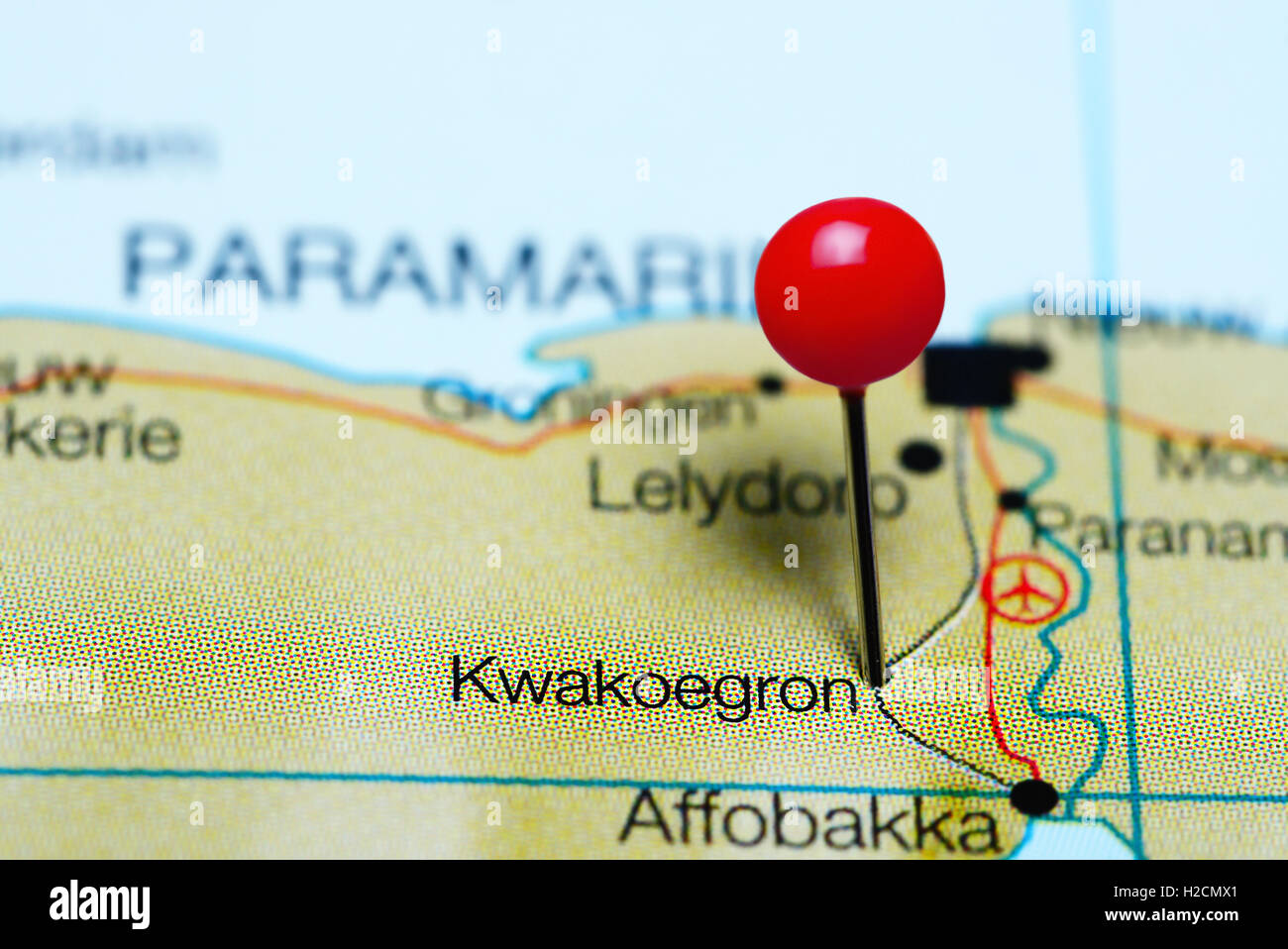 Kwakoegron imperniata su una mappa di Suriname Foto Stock