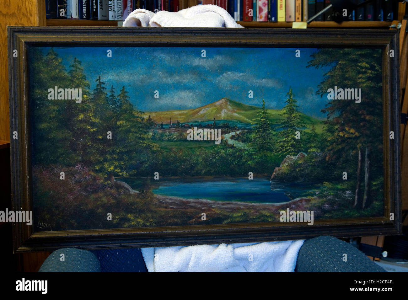 Dipinto ad Olio di una scena naturale Foto Stock