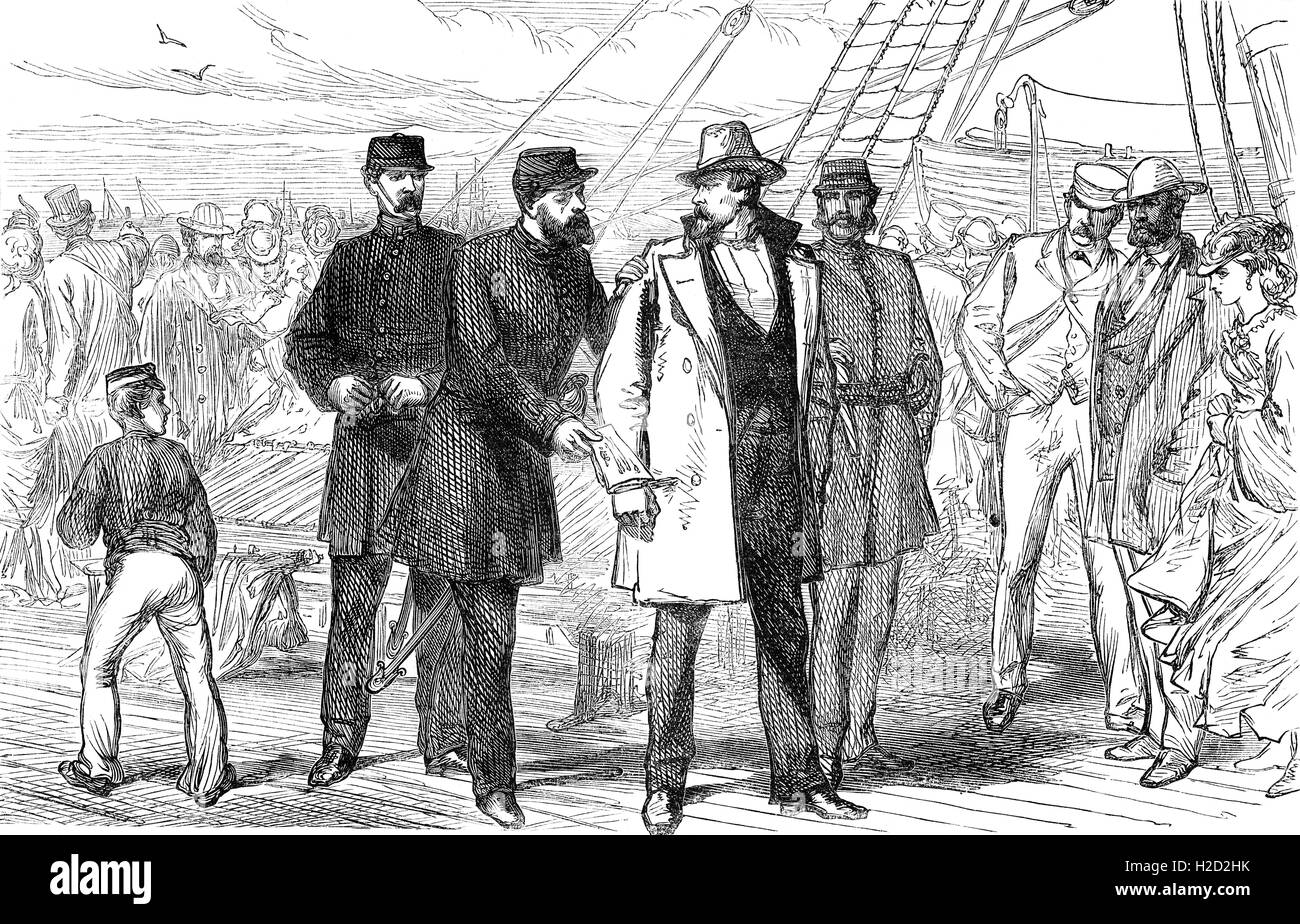 L arresto di Charles O'Connell (1805-1877), un uomo politico irlandese, il membro del Parlamento di Kerry da 1832-1835, per cospirazione come parte del movimento Fenian. Foto Stock