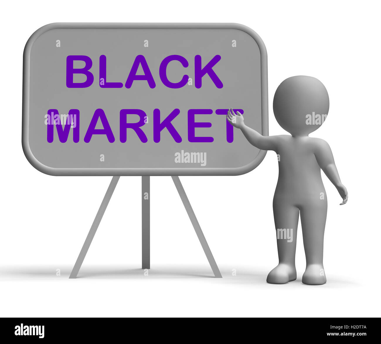 Il mercato nero Lavagna mostra illecita e business illegale Foto Stock