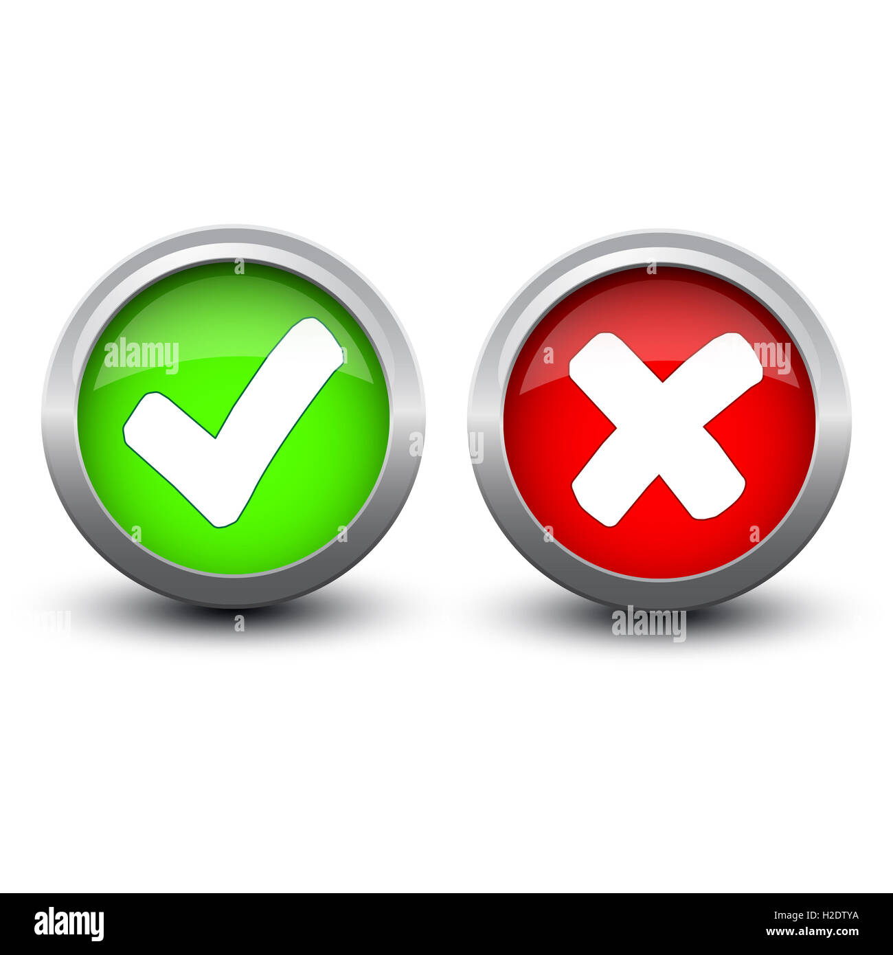 Pulsanti tick e croce Foto Stock