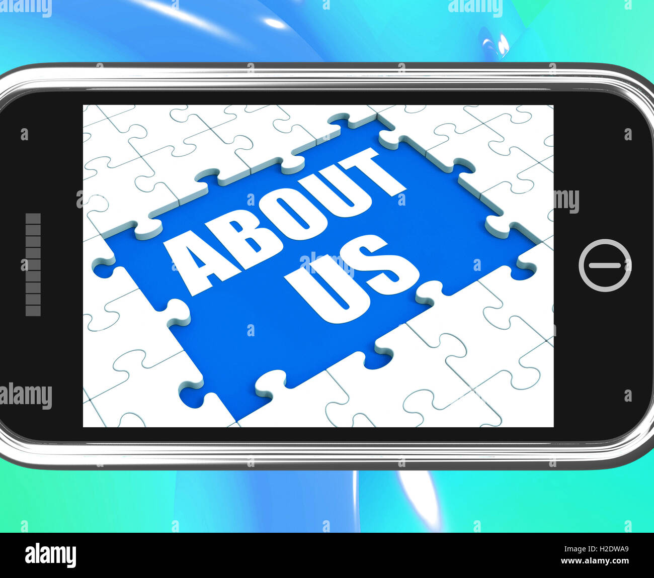 Chi Siamo Tablet mostra il contatto e la Filosofia Aziendale Sezione Foto Stock