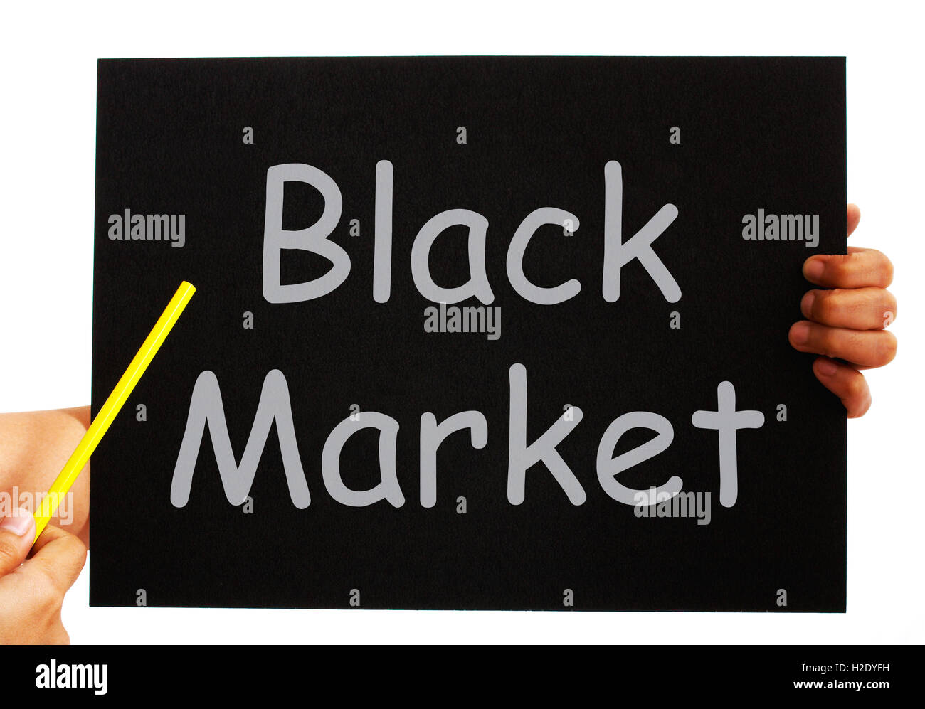 Il mercato nero di Blackboard significa illegale di acquisto e vendita Foto Stock