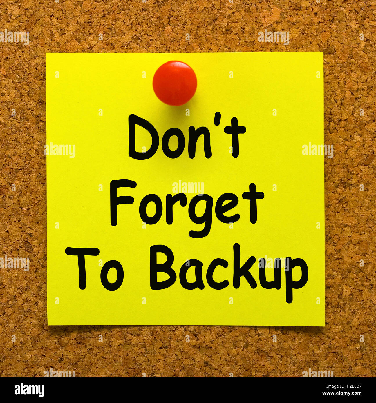 Non dimenticare di eseguire il backup di nota significa eseguire il backup dei dati Foto Stock