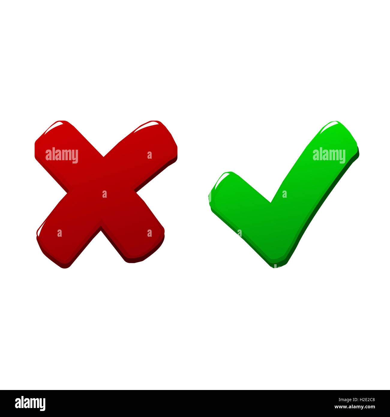 Tick e croce 3d Foto Stock