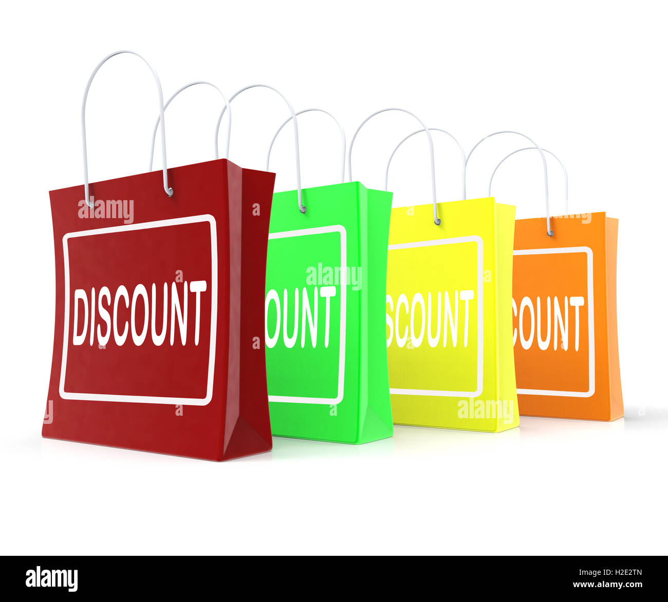 Sconto Shopping Bags significa tagliare il prezzo o ridurre Foto Stock