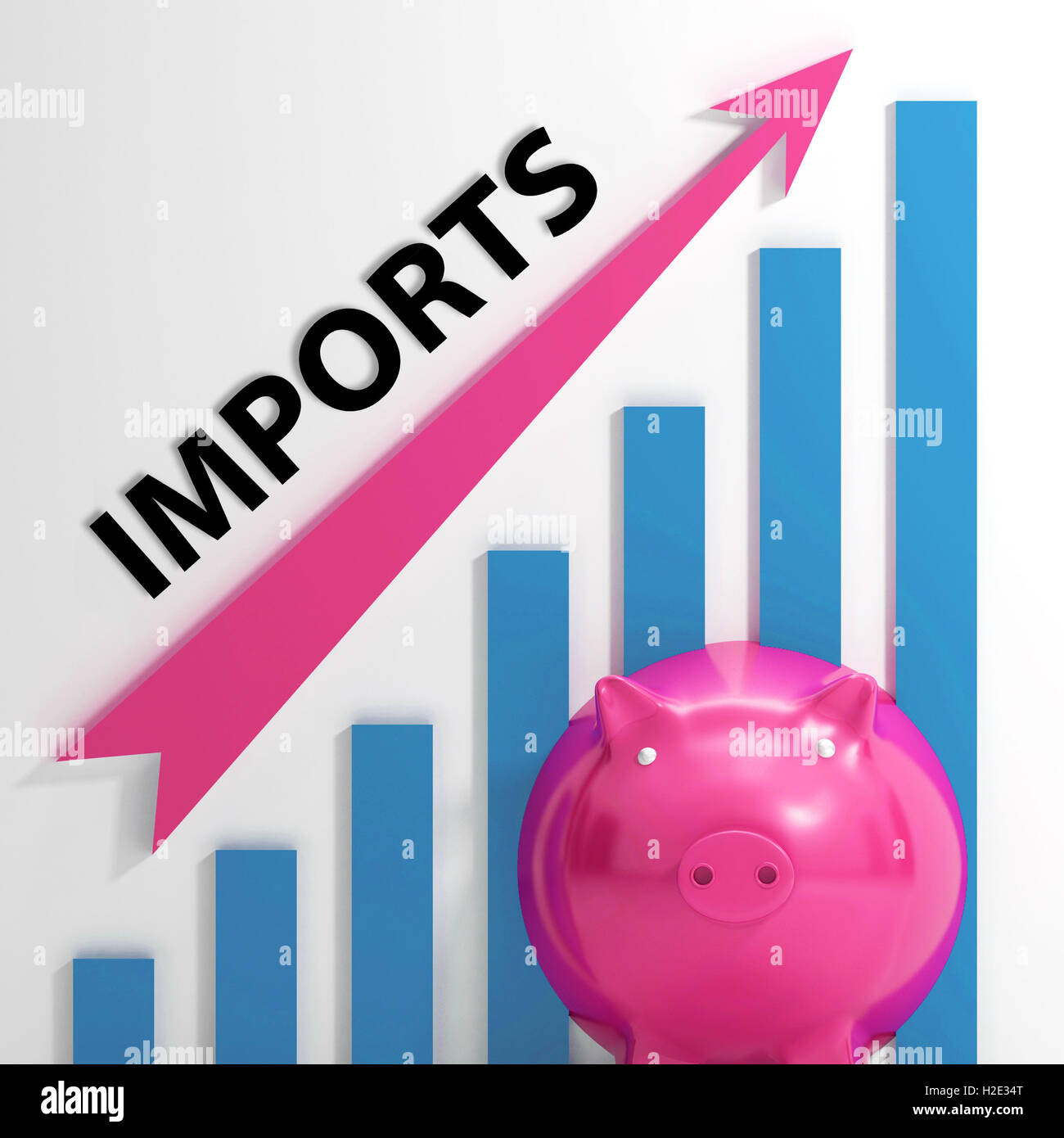 Importazioni grafico mostra il commercio internazionale e l'importazione di merci Foto Stock