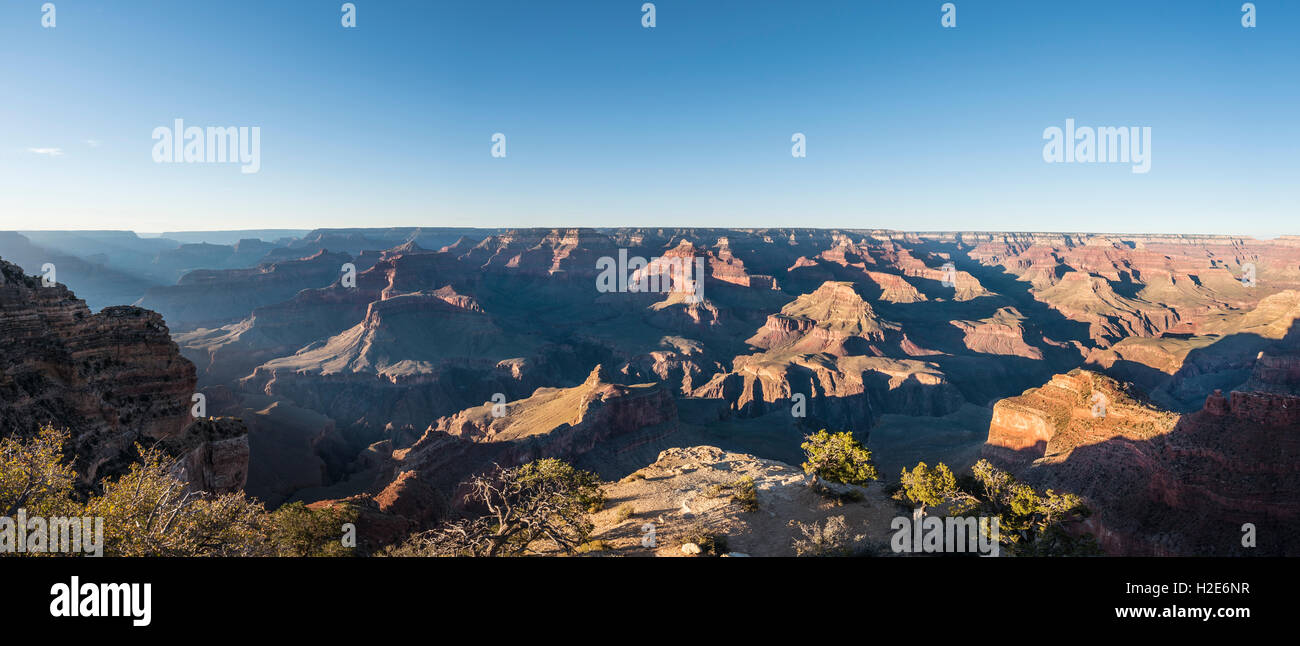 Vista del Grand Canyon al tramonto, South Rim, il Parco Nazionale del Grand Canyon, Arizona, Stati Uniti d'America Foto Stock